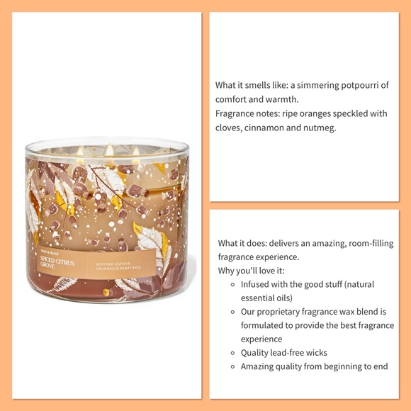 BATH & BODY WORKS "Spiced Citrus Grove" 3 Wick Candle 🆕 - Picture 2 of 8